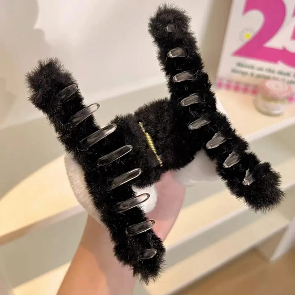 Sweet Panda Hair Claw Rabbit Acrylic Animal Shark Clip Korean Style Large Size Winter Cross Hair Clip Party