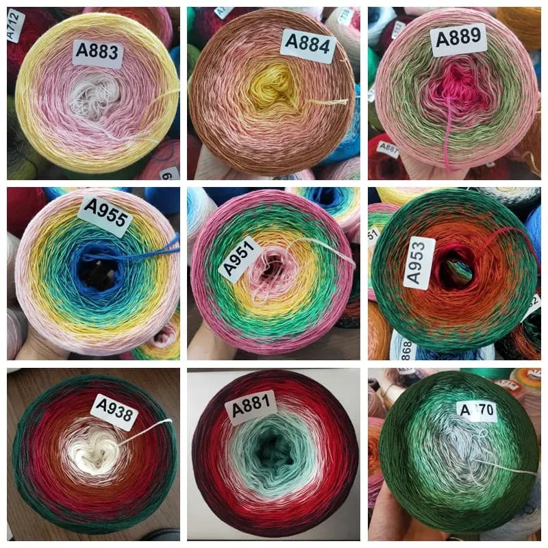 Filato per torta sfumato in cotone e lino da 300 g/palla 8 # Materiale per scialle lavorato a maglia fai-da-te fatto a mano all'uncinetto tinto a sezione lunga in pizzo TJ20357