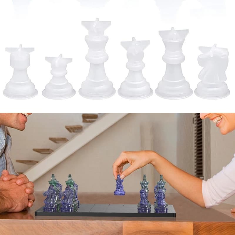 Stampo in Silicone per Scacchi 3D Internazionali in Resina Epossidica, Stampi per Pezzi degli Scacchi, Strumenti per Fai-da-Te, Gioielli e Decorazioni per la Casa