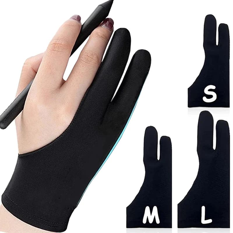 Drawing Glove Anti-touch Two-Fingers Gloves for IPad Graphics Drawing Tablet Sketch Artist Smudge Guard Painting Gloves Size SML