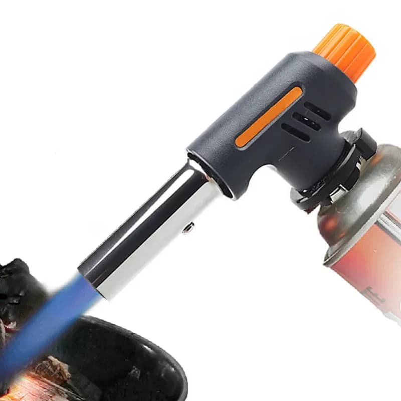 Torcia a Gas Butano con Accensione, Bruciatore Portatile per Campeggio, Cucina, BBQ, Saldatura, Pistola Termica, Attrezzatura per Saldatura
