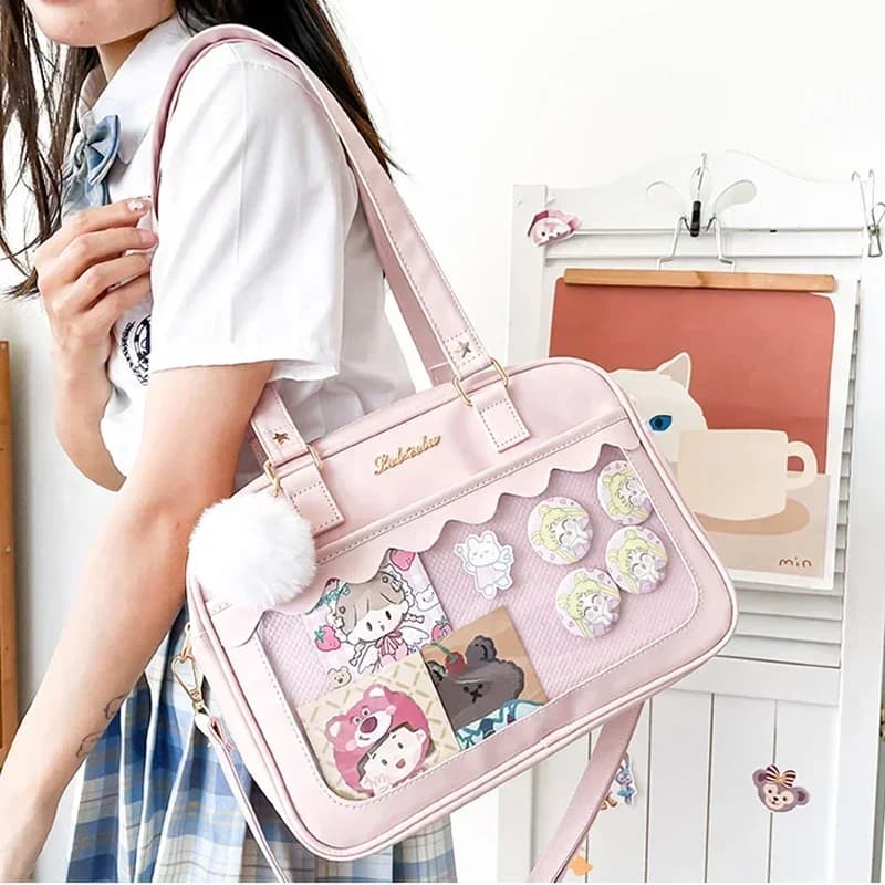 Borsa a tracolla giapponese Kawaii per donna in pelle PU, borsa trasparente Itabag, borsa tote JK, borsa a mano, borsa Preppy, borsa Ita, borsa a tracolla