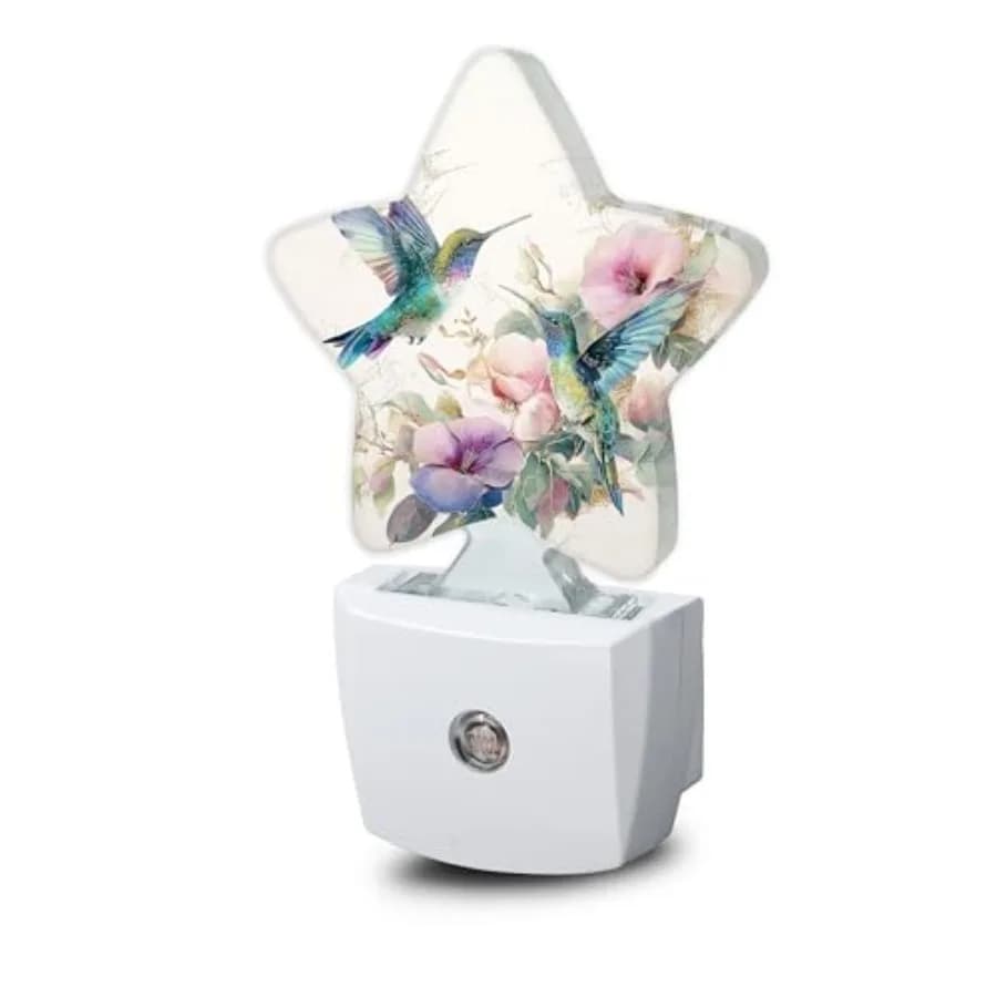 Night Lights Plug Into Wall, Vintage Flower Star Night Light for,Nightlight with Dusk to Dawn Smart Sensor for Bedroom Bathroom