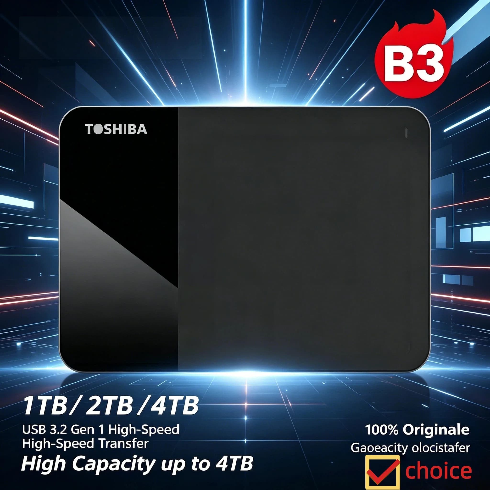 OEM per Toshiba B3, disco rigido esterno portatile da 500GB, 1TB, 2TB, USB 3.0, 2.5 pollici, per desktop e Mac, backup veloce.