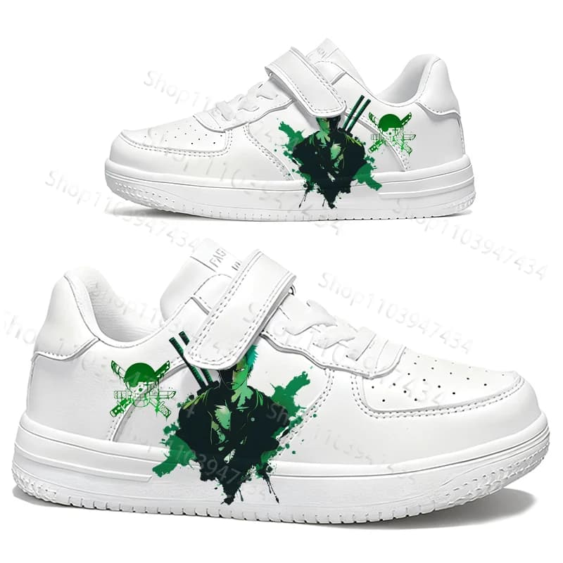 Shoes with One Piece Roronoa Zoro print for teenagers, Fashion Casual sneaker for Boys with Non-slip and Usura-resistant thick sole