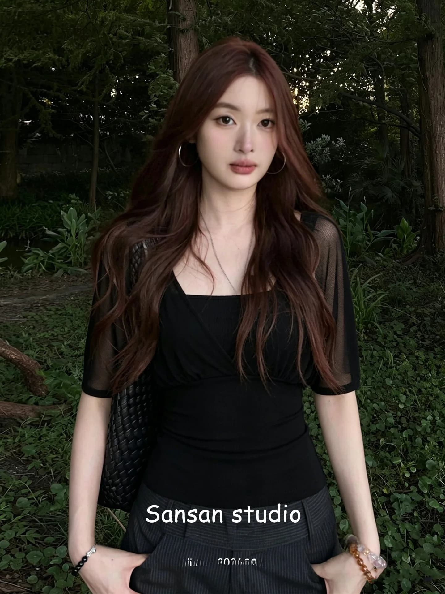 Women's V-Neck Short Sleeve T-Shirt Summer Fashion Slim Fit Casual Wear Transparent Lyocell Material Comfortable Breathable