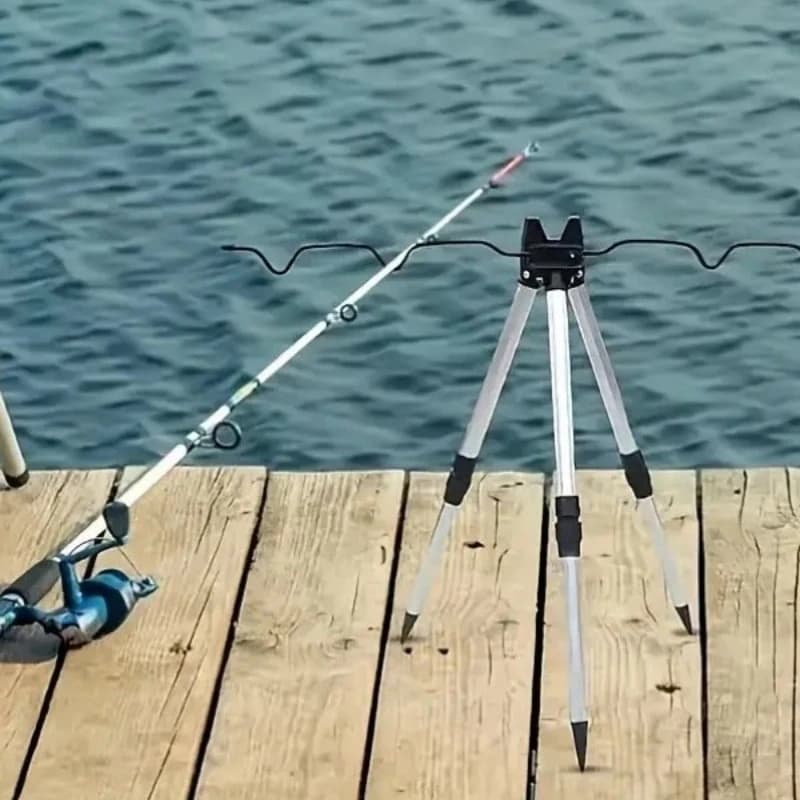 1 SET Fishing Telescopic Positioning Aluminum Alloy Triangular Bracket Fishing Gear Turret Sea Rod Bracket Fishing Rod Bracket