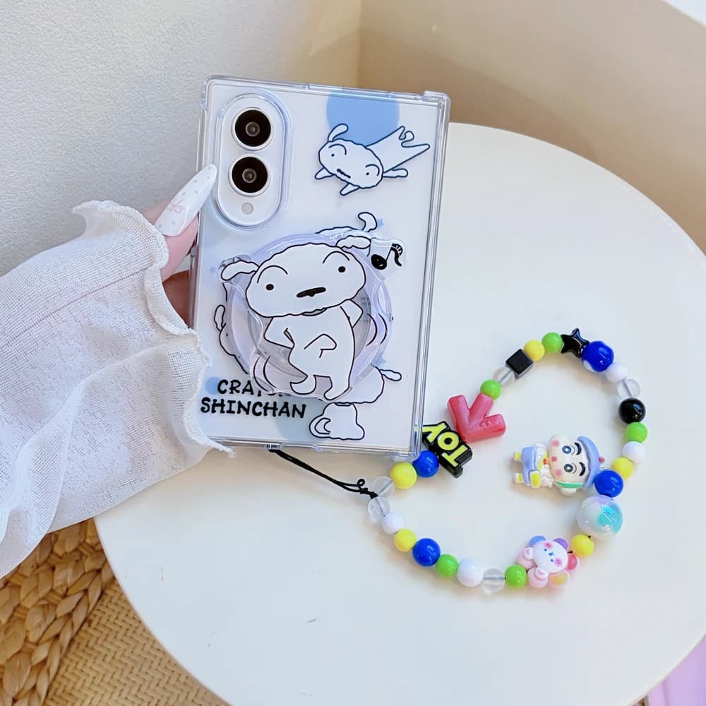 Cute Cartoon Anime Crayon Shin chan Magnetic Holder Magsafe Wireless Charge Phone Case For Samsung Galaxy Z Fold 8 Hard Cover