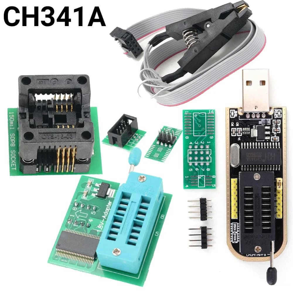 CH341A Programmatore Kit completo Adattatore SOIC8 24 25 Serie CH341A Flash BIOS Modulo programmatore USB per EEPROM 24CXX/25CXX/93CXX