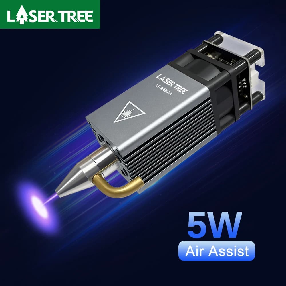 LASER TREE 5W Air Assist Ugello in metallo Testa laser 450nm Modulo luce blu per incisore laser CNC Taglio del legno Strumenti fai da te