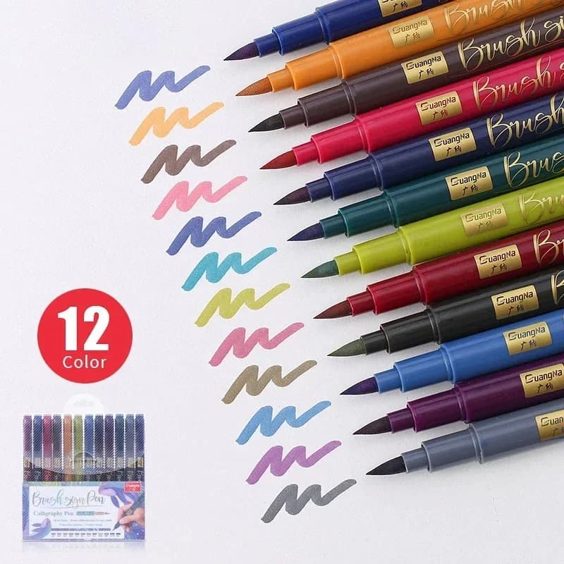 12 Colors Hand Lettering Pens, Calligraphy Pens, Brush Markers Set,Paint Marker for Beginners Writing, Art Drawings, Journaling