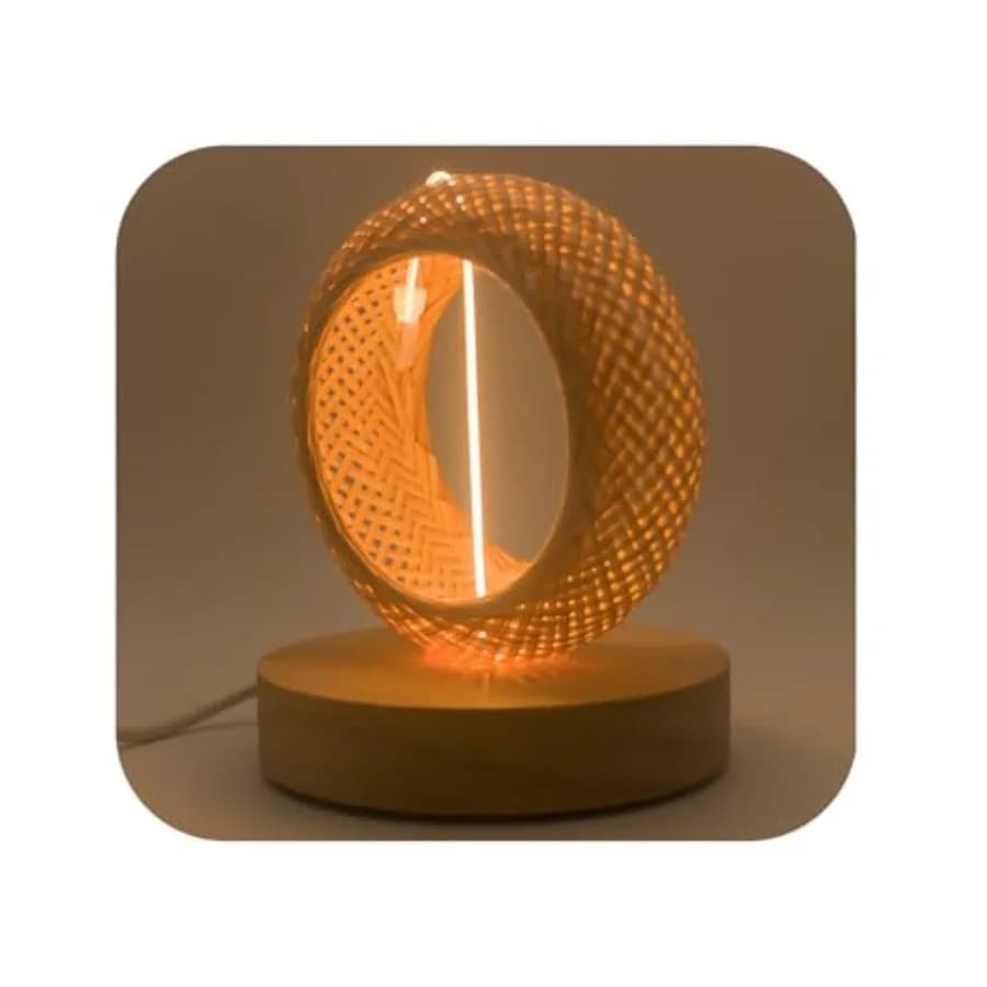 USB Night Light Desk Lamp Boho Table Lamp Small Lamp Bamboo Lamp Bohemian Lamp Wooden Lamp Table Light Boho Light Countertop La