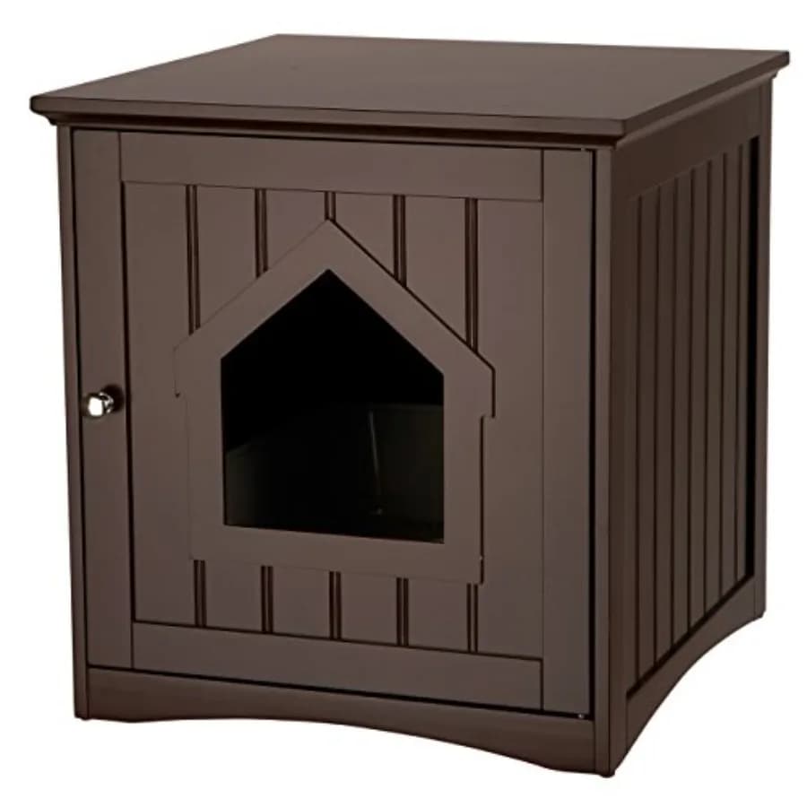 Mobiletto per lettiera piccolo - Arredo per gatti da interno - Utilizzabile per coprire la lettiera - Con cuccia aggiuntiva per rifugio - Marrone