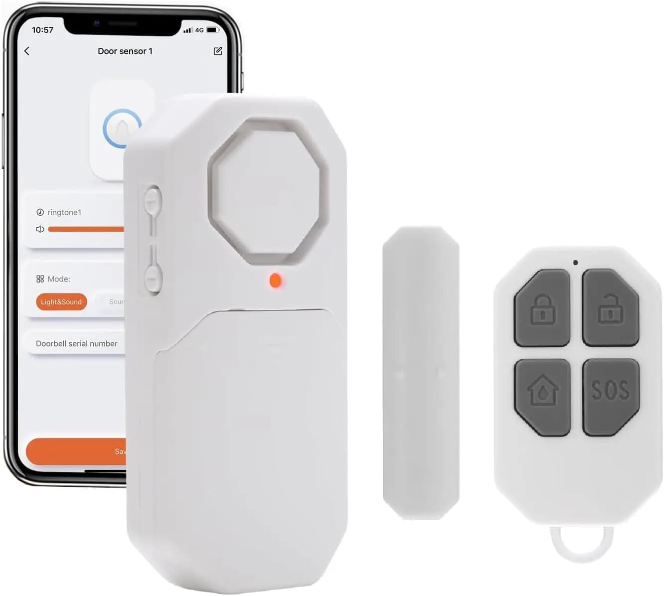 Allarme WiFi per Porte, Finestre e Piscine con Telecomando, 1 Pezzo Sensore Magnetico Wireless Intelligente Antifurto per la Sicurezza Domestica