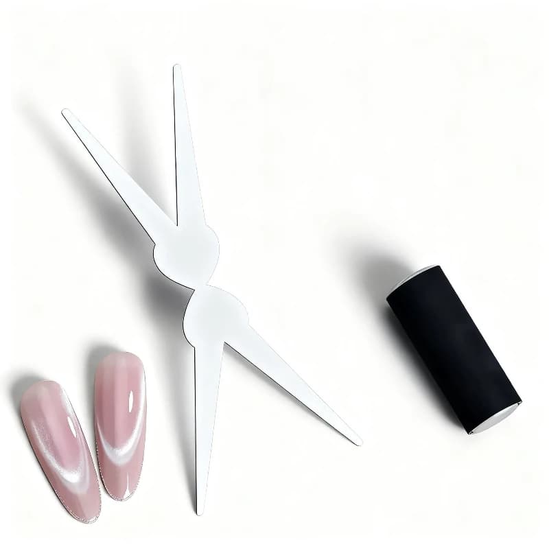 Magnete per Unghie a Doppia Testa, Forma Francese, Forte Magnete 3D Effetto Occhio di Gatto, Set di Accessori per Manicure Magnetica e Smalto Gel