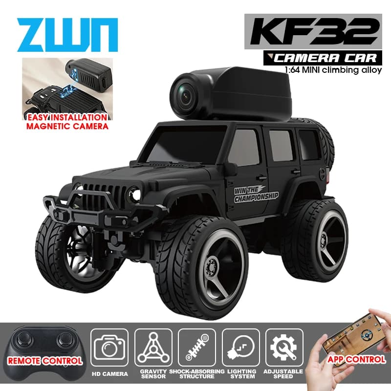 KF32 1:64 RC Mini Auto video in lega da arrampicata con luce a LED e telecamera HD Radio telecomando Veicolo giocattolo per bambini Miglior regalo