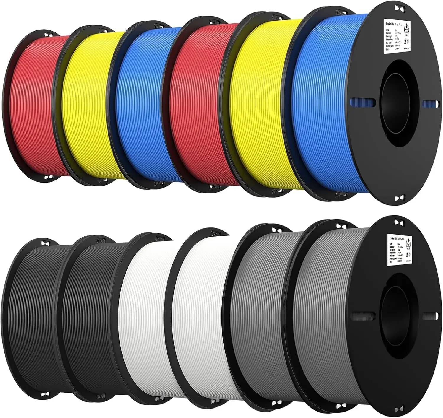 Confezione da 12 filamenti PLA da 1,75 mm per stampa 3D con prestazioni anti-groviglio, adesione forte e resistenza all'attrito, precisione +/- 0,02 mm