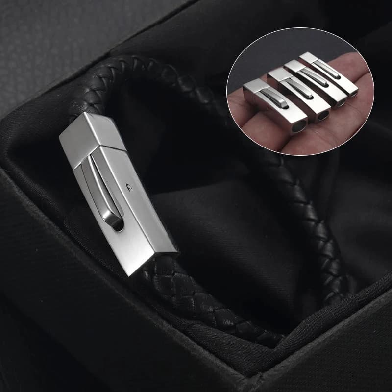 1 Pezzo Chiusura a Baionetta in Acciaio Inossidabile Durevole con Foro da 4mm 5mm 6mm, Chiusura a Pressione per Braccialetti in Pelle Fai da Te, Forniture per Creazione Gioielli