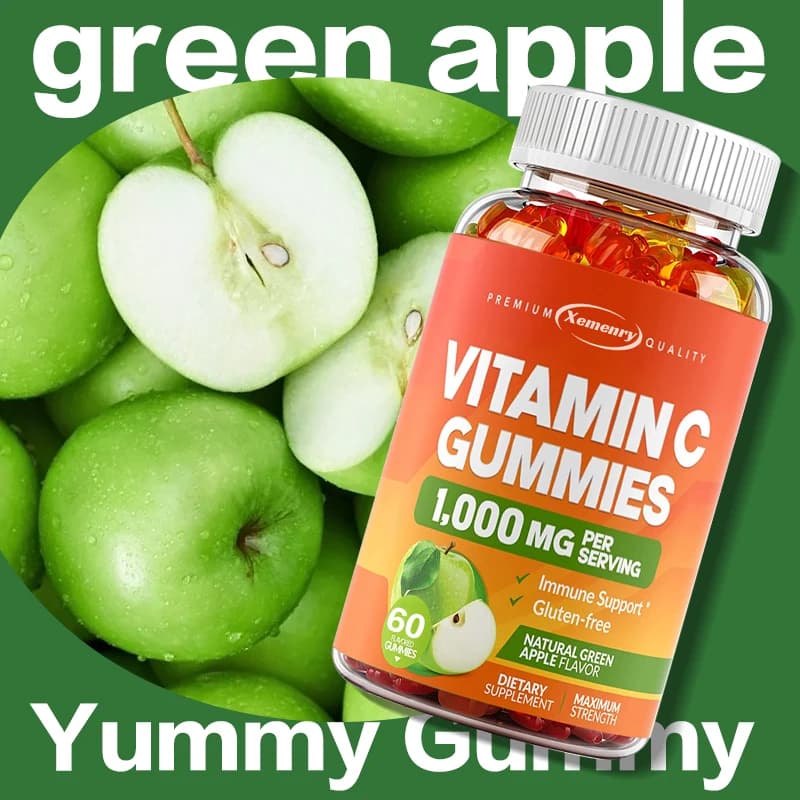 Vitamin C Gummies - Antioxidant, Brightens Skin Tone, Promotes Collagen Production, Nourishes Skin, Immune Support, Non-GMO