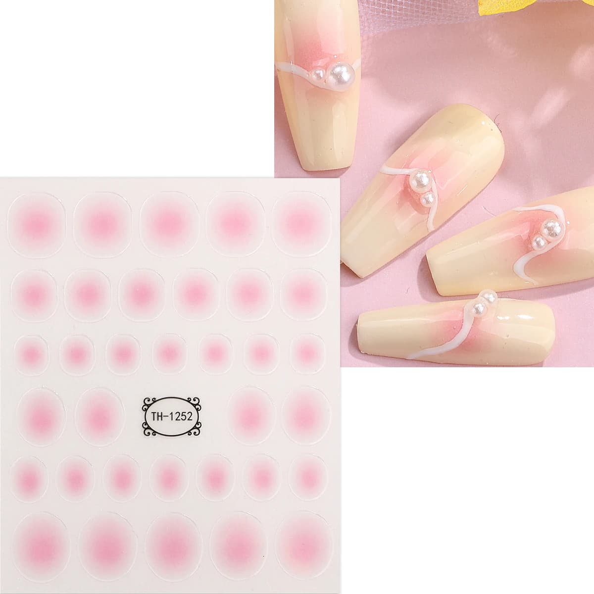Adesivi per unghie sfumati 3D Jelly rosa rosso fard traslucido adesivo per unghie autoadesivo Manicure decalcomania per unghie fai da te