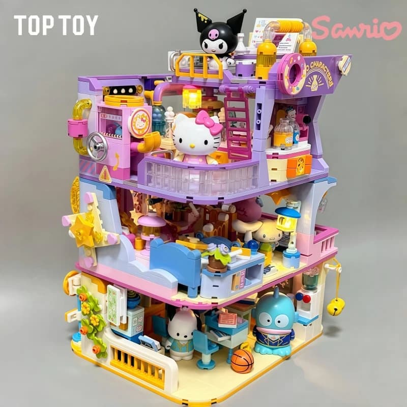 Blocchi da Costruzione Anime Kawaii Cartoon Serie Sanrio Academy, Giocattoli Assemblabili Kuromi Kitty, Ornamenti e Statuette, Regali di Compleanno per Ragazze