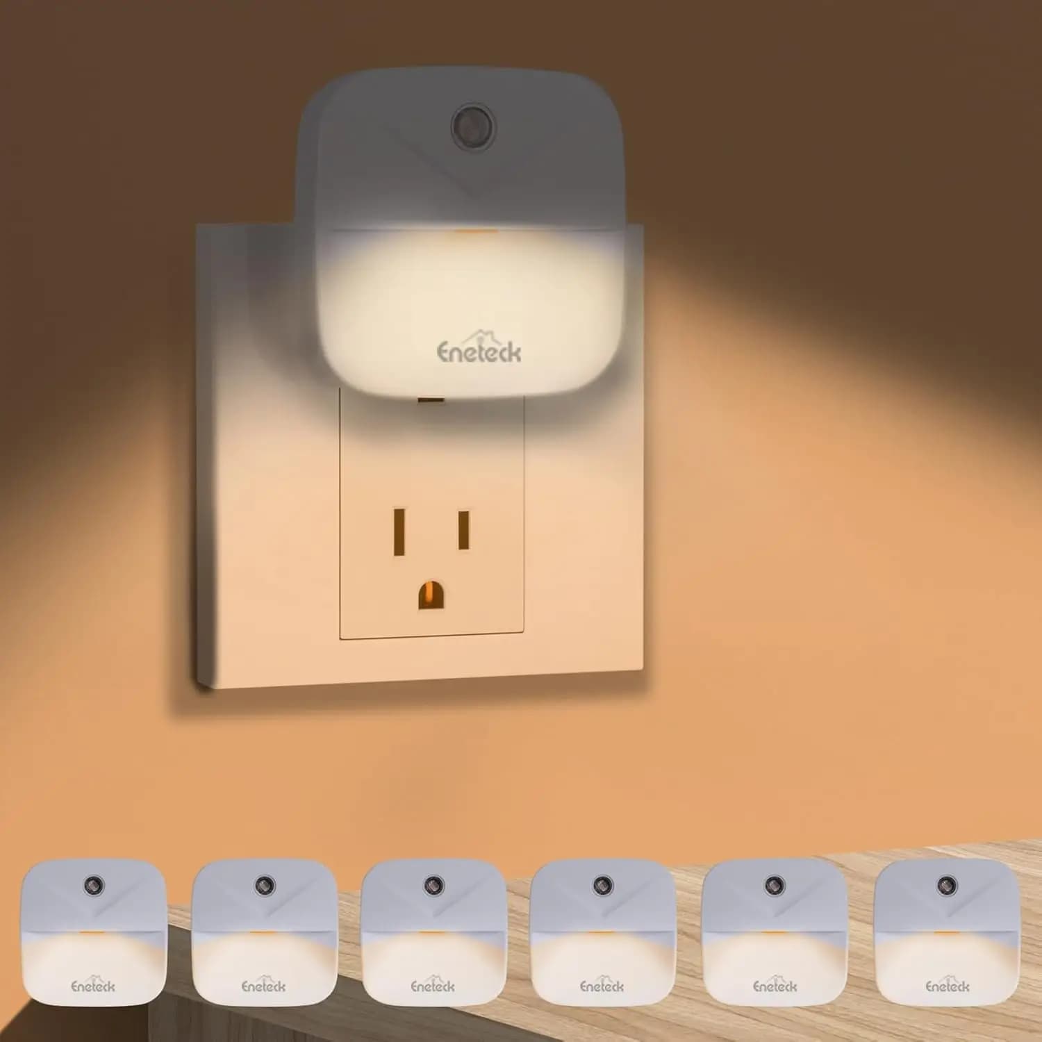 Luce Notturna LED con Sensore Crepuscolare, Luce Calda per Bagno, Cucina, Corridoio, Sicurezza, Confezione da 6