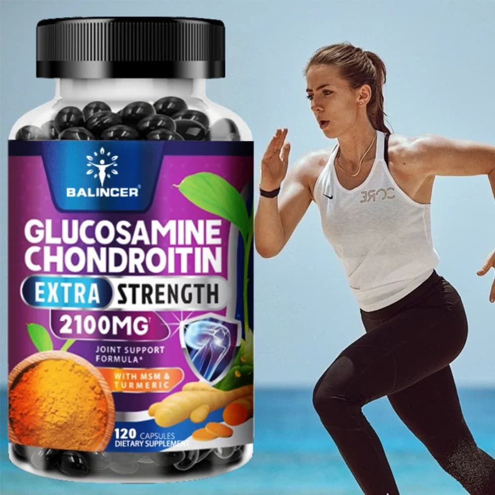 Glucosamina, Condroitina, Curcuma e MSM - Integratore per la Salute delle Articolazioni, Antiossidante, Aiuta a Alleviare il Dolore a Schiena, Ginocchia e Mani