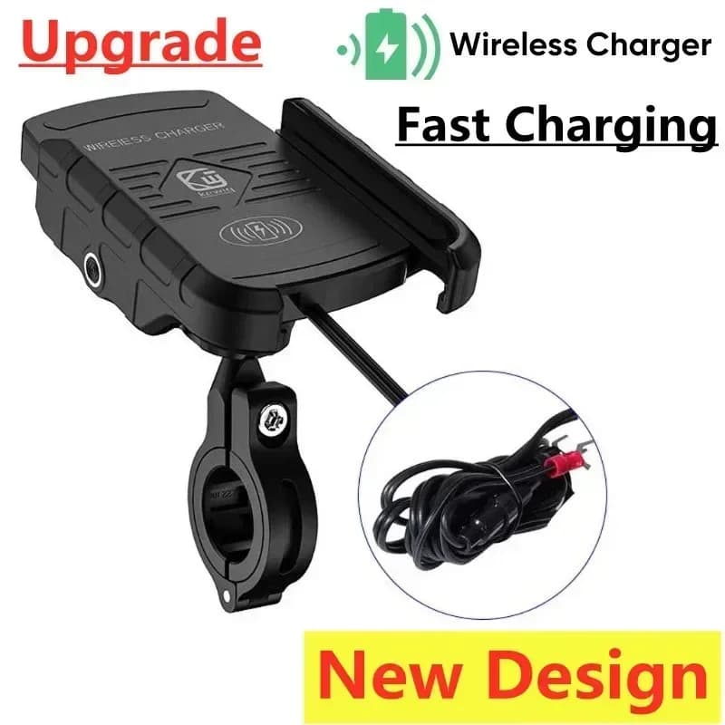 Supporto per moto con ricarica wireless Moto QC3.0 Supporto wireless per telefono cellulare con ricarica rapida Supporto per manubrio Supporto per GPS