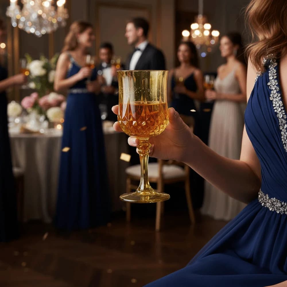 Set di 12 Bicchieri da Vino in Plastica Riutilizzabili, Flute da Champagne Infrangibili con Motivo Cristallo, Bicchieri Trasparenti per Matrimoni e Picnic