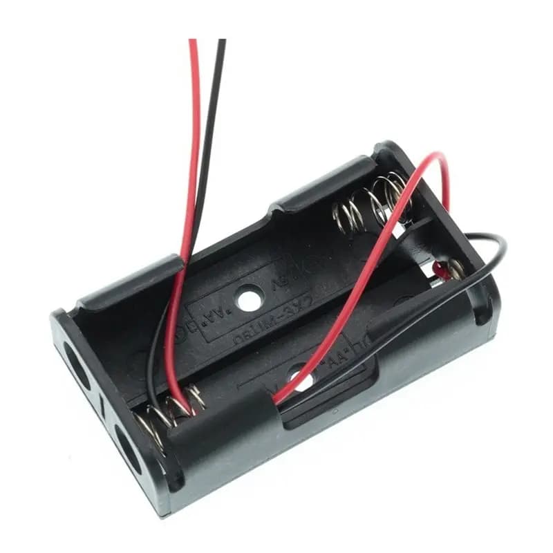 ABJF-Battery Storage Pack 100 pezzi Scatola porta batterie 2AA con cavi per connettori di alimentazione fai-da-te per progetti elettronici