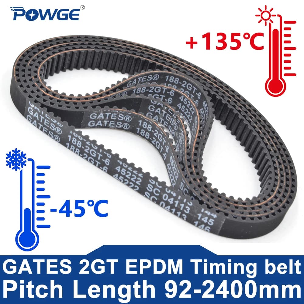 Cinghia di Distribuzione POWGE GT 2GT 2MGT EPDM Lp=110 136 188 200 392 406 420 606 760 860 2400 Temperatura -45°C ℃ a +135 ℃ Stampante 3D