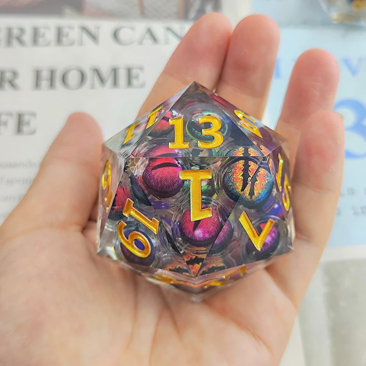 55mm D20 Dagon Ball Dice DND Dice Eyeball Dice Halloween Dice D20 Dice 55mm Large Size Liquid Eyeball Dungeons and Dragons Dice