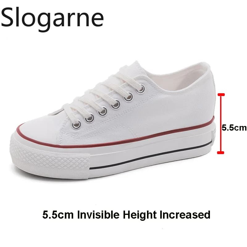 Sneakers Primaverili e Autunnali per Studenti 2026, Nuove Scarpe da Donna con Suola Spessa 5CM, Scarpe in Tela con Rialzo Invisibile, Scarpe Sportive Casual per Ragazze
