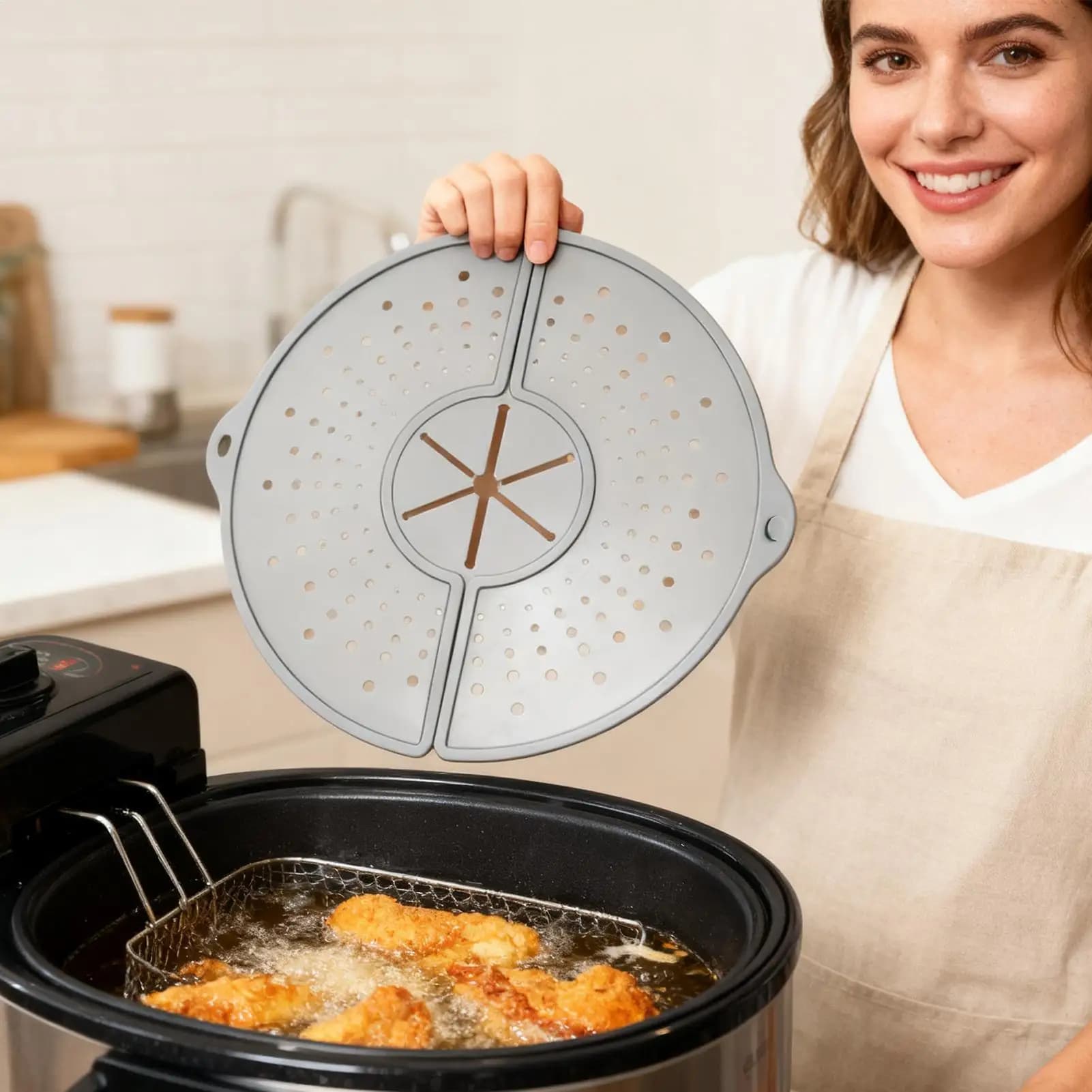 Foldable Sprinklers for Padella, Silicone Anti-Scratch Cover for Cooking Bacon and Other Foods