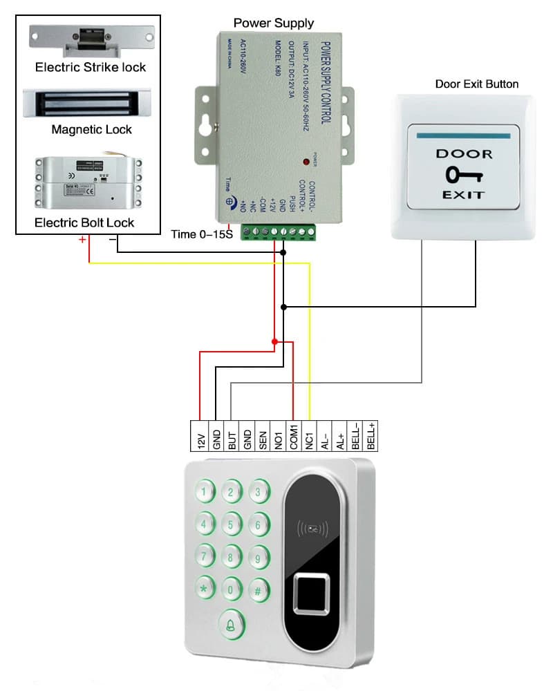 Sistema di Controllo Accessi Autonomo X9 Miniaturizzato con Impronta Digitale, Carta RFID e Password, Campanello e Allarme, Dispositivo di Sicurezza Elettrico