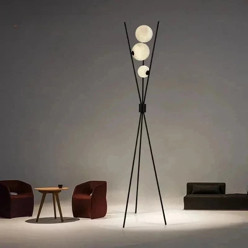 Lampade da terra creative nordiche Minimalista 3D Moon Designer Treppiede Soggiorno Soffitta Scrivania da ufficio Camera da letto Comodino Luci da terra a LED