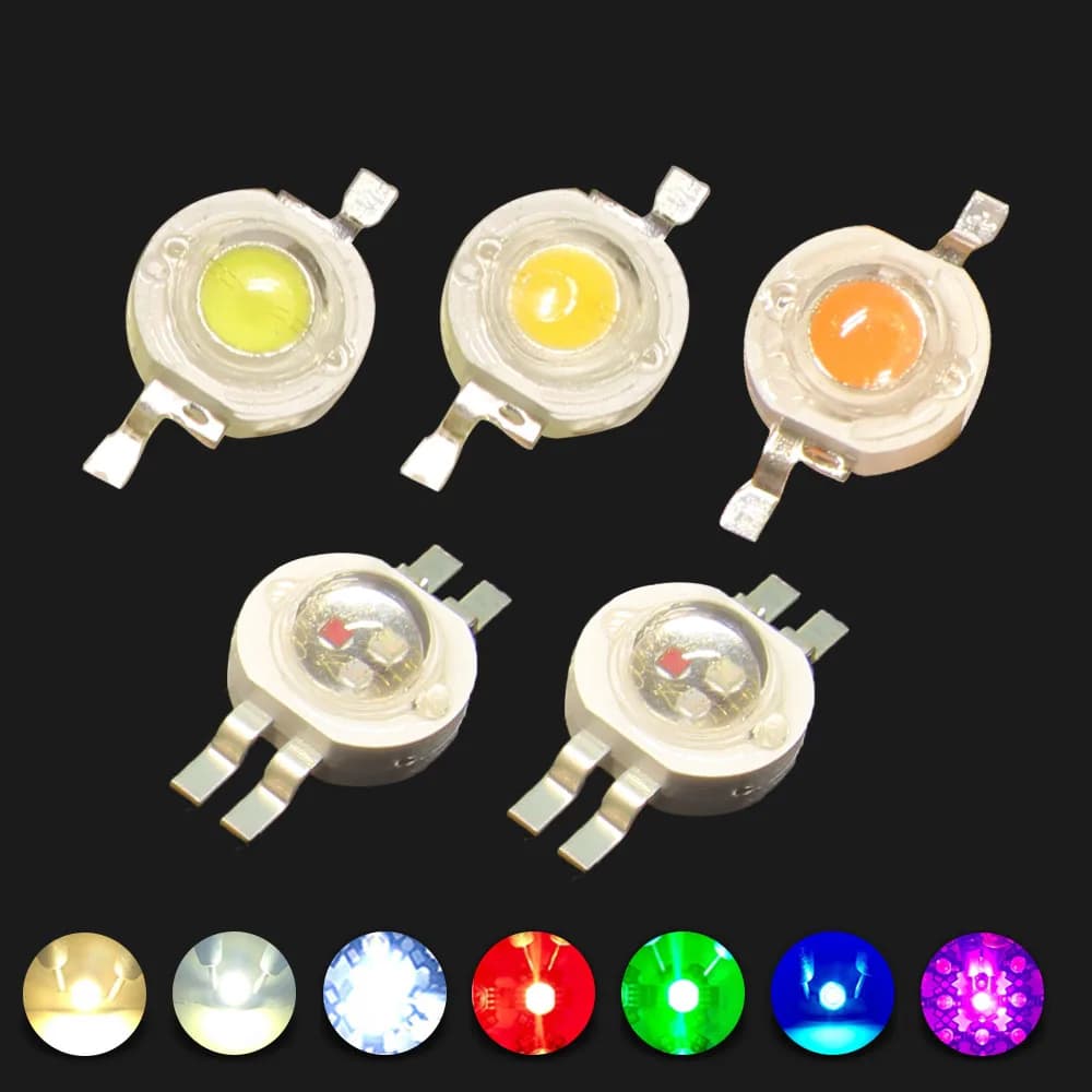100 pz 1 W 3 W LED Chip ad alta potenza Super Luminosità Rosso intenso 660nm Blu reale 445nm Rosa Spettro completo Bianco Giallo Sorgente luminosa