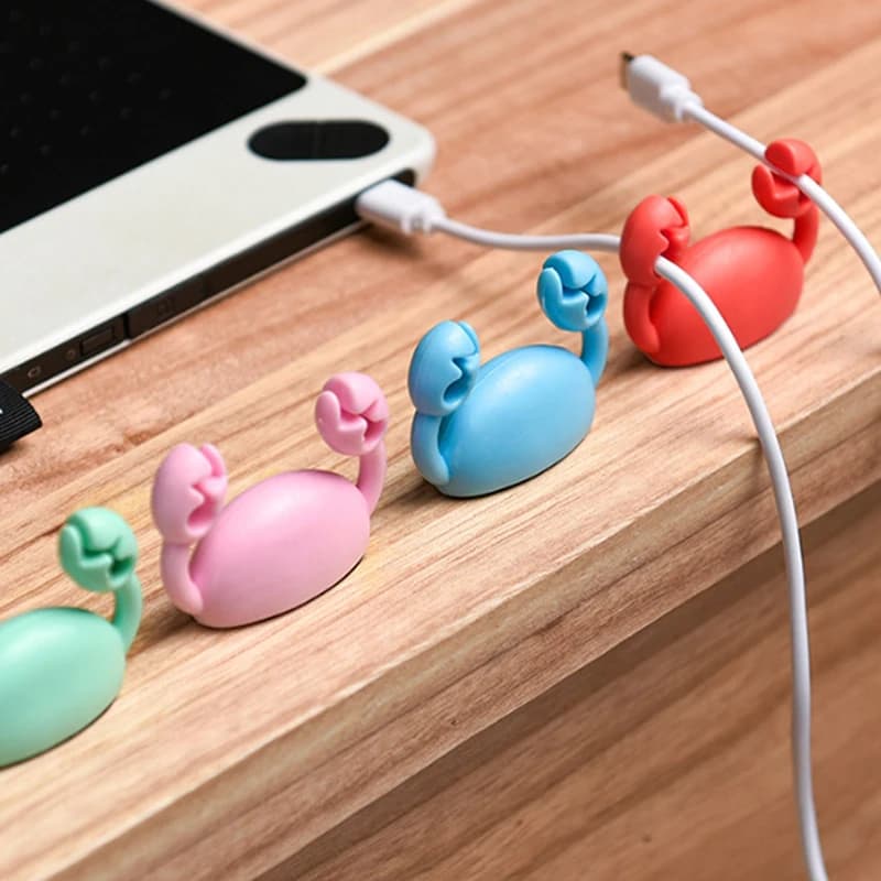 Clip per Cavi a Forma di Granchio, Organizzatore di Fili Adesivo, Kit di Gestione Cavi per Scrivania, Ufficio, Casa, Caricatore USB, Cuffie, Computer