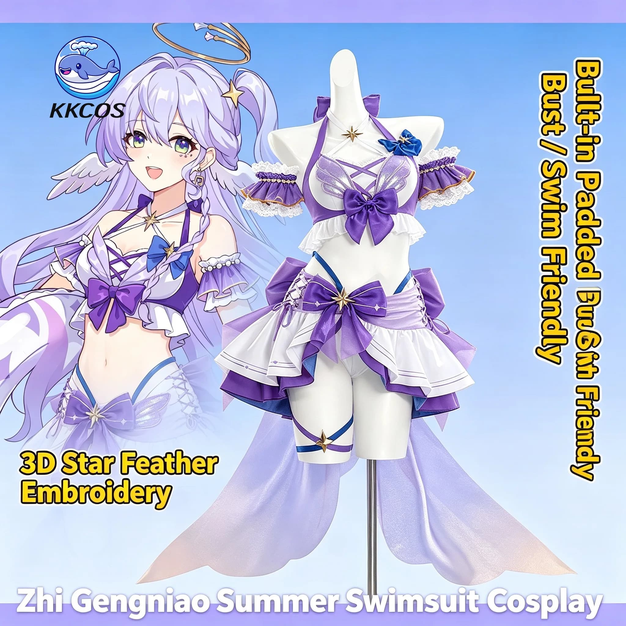 KKCos Honkai: Star Rail Robin Cosplay Costume Summer Swimsuit Full Set For Party Role Play Clothes