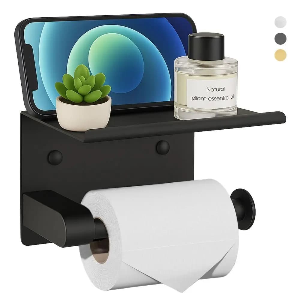 Stainless Steel Toilet Paper Holder Rustproof Anti Fingerprint Tissue Roll Holder Multifunctional Easy to Clean