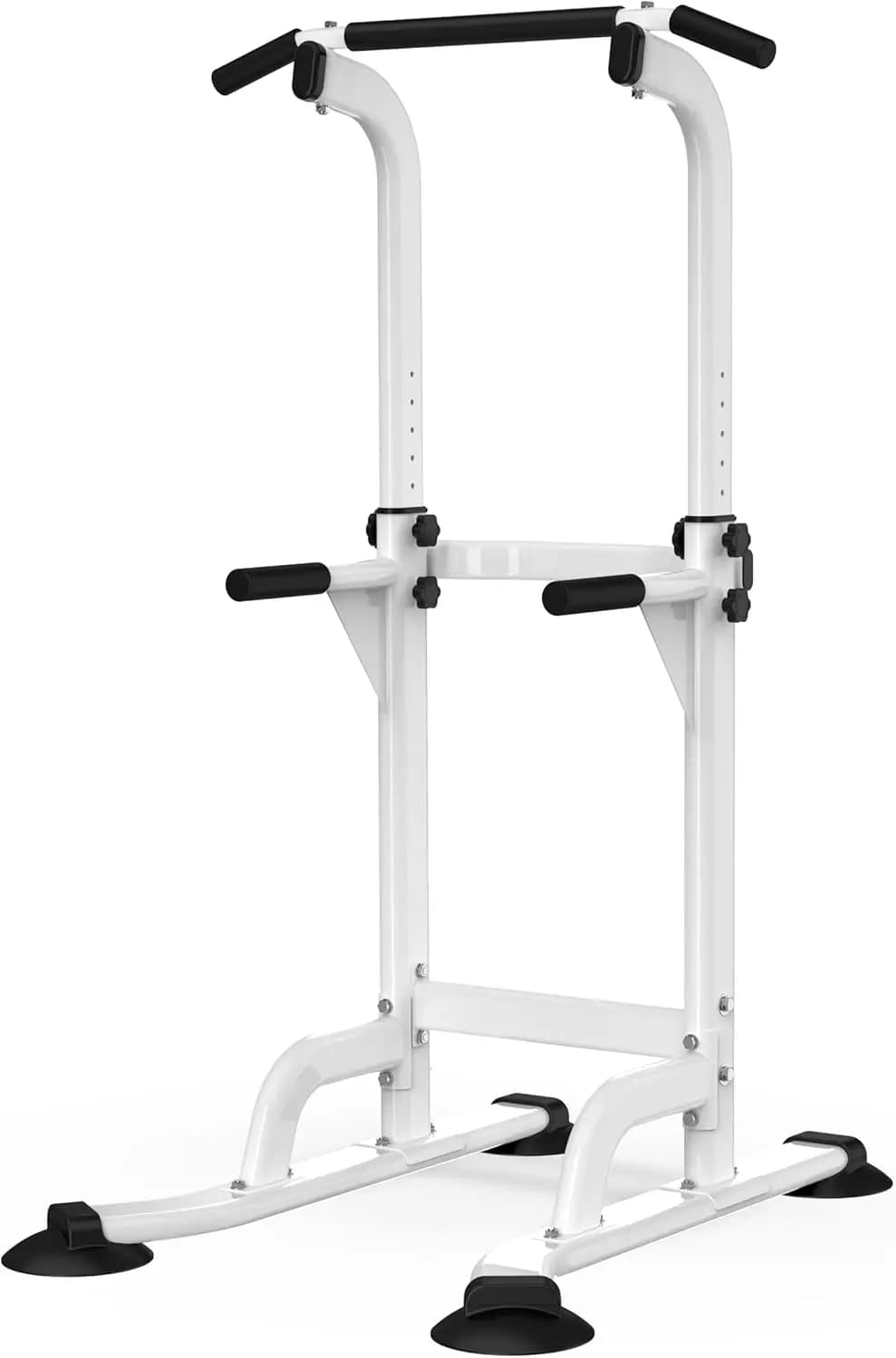 Adjustable Multifunction Tower with Traction Bar and Dip Station, Home Strength Training Equipment