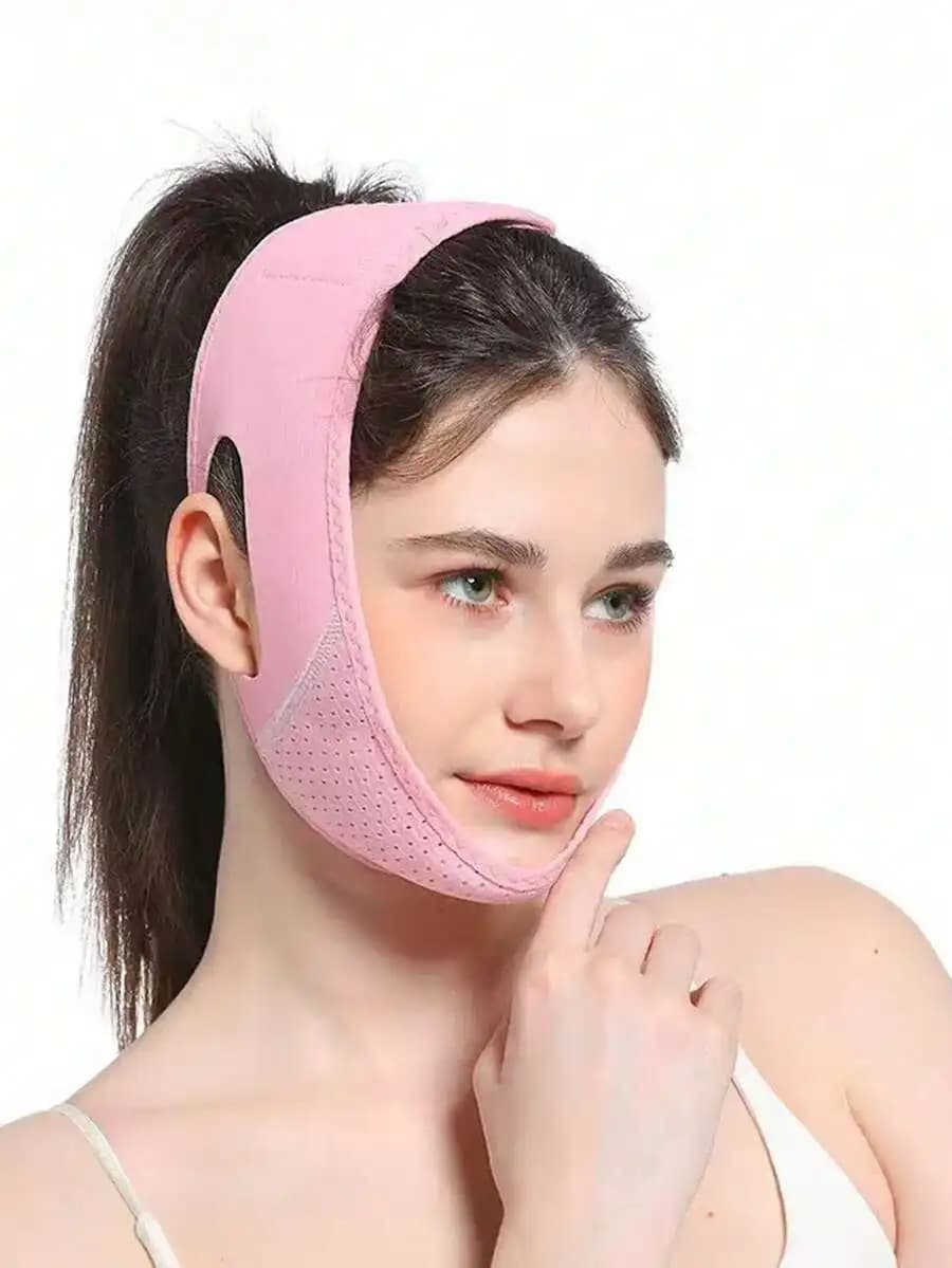 Maschera viso a V per il lifting del viso durante il sonno, fascia traspirante per il viso per donne
