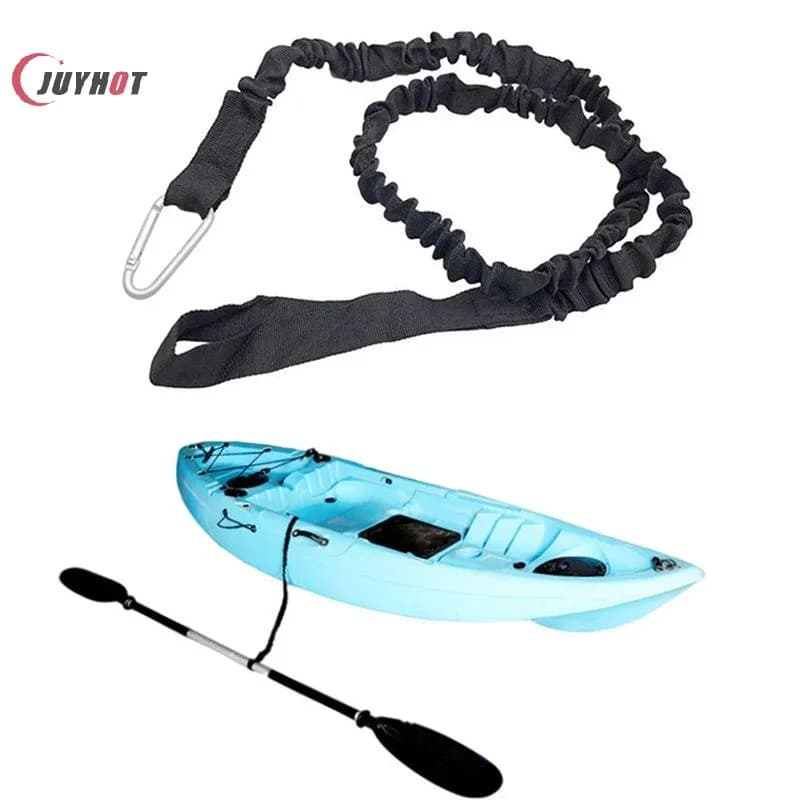 1 pz elastico regolabile kayak asta cordino canoa paddle guinzaglio canna da pesca guinzaglio corda di sicurezza moschettone barche a remi accessori