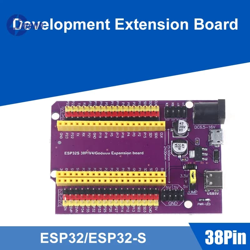 Novità! Scheda di sviluppo ESP32/ESP32-S a 38 pin con tripla ingresso di alimentazione (Type-C/Micro USB/DC) per applicazioni fai-da-te stabili