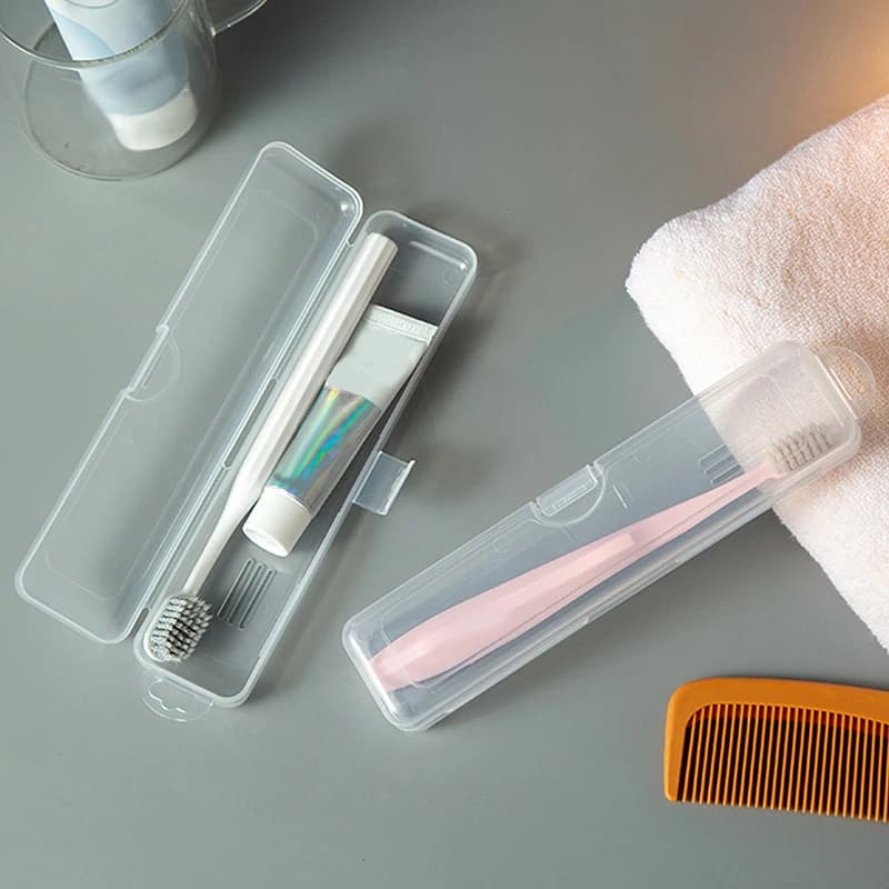 2 scatole per spazzolino da denti, custodia trasparente per organizer da viaggio, portaspazzolino portatile, contenitore per dentifricio in plastica