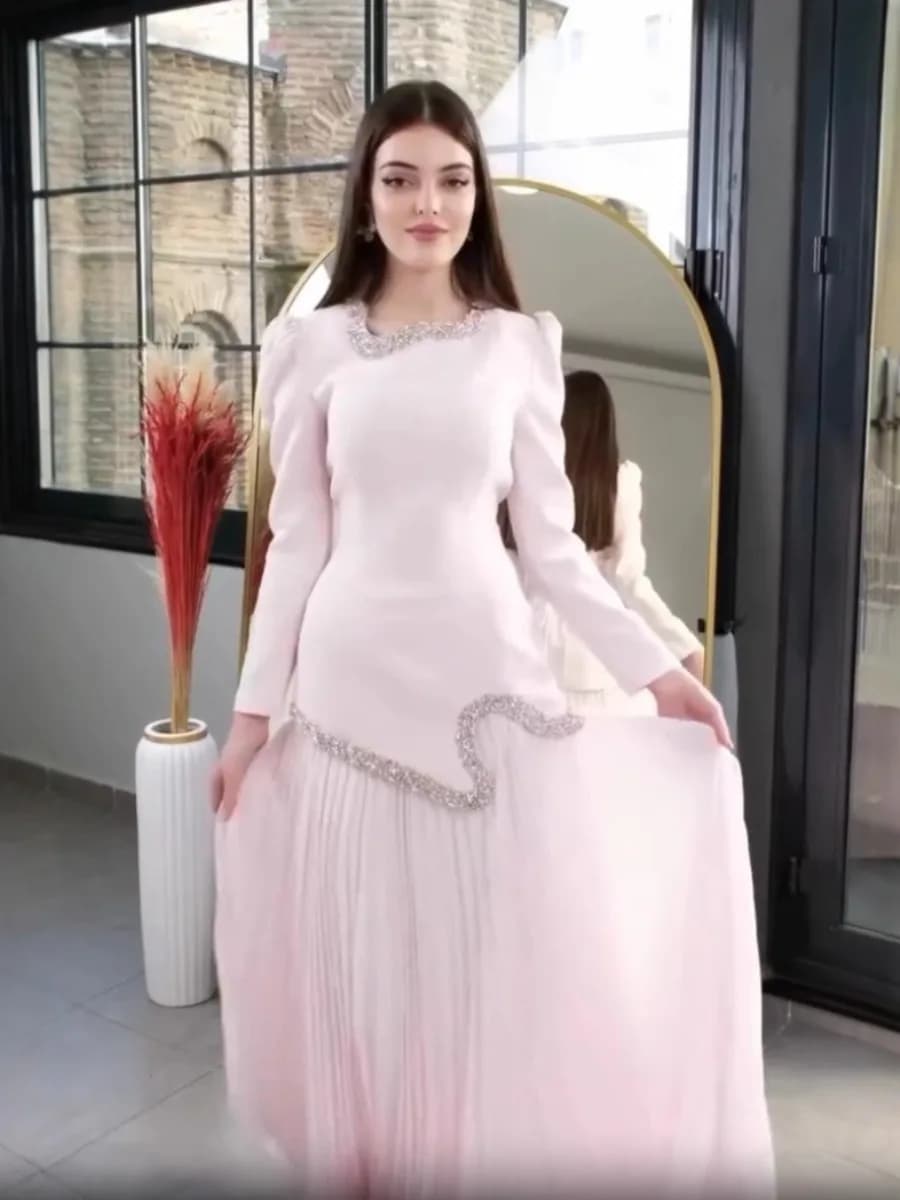Eid Abito da donna Abaya musulmano Gonna camicia a pieghe Set da 2 pezzi Diamond Party Ramadan Abiti lunghi Abiti Largos Abito lungo arabo