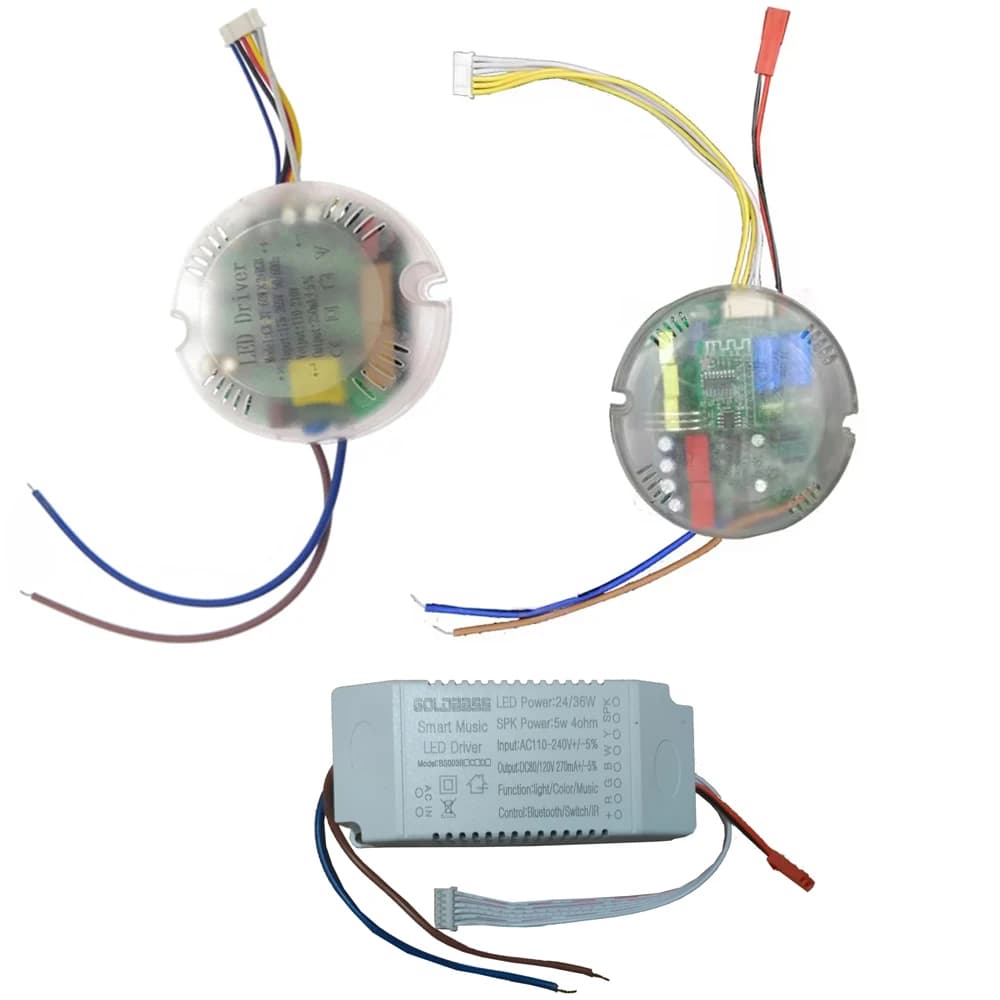 Driver LED intelligente con altoparlante Bluetooth APP telecomando 36W RGBW Uso dimmerabile Alimentatore per plafoniera