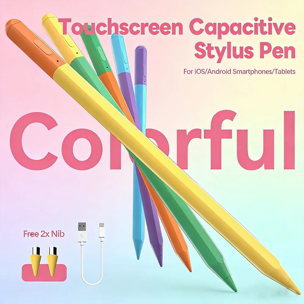Penna Stilo Universale con Display della Batteria, Penna Touch Attiva a Punta Fine per iPad Android Huawei Xiaomi Tablet