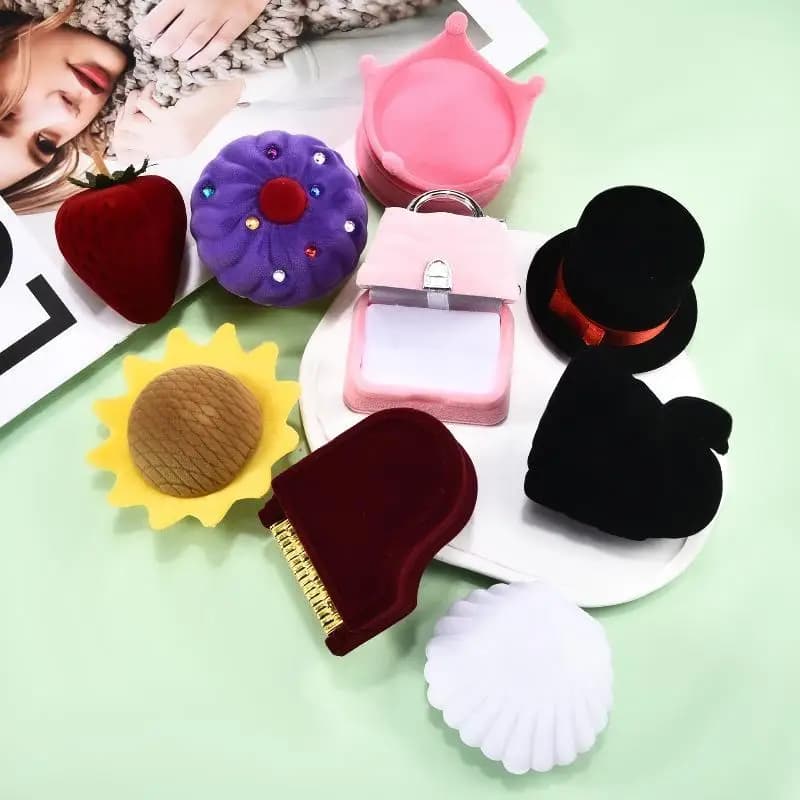 1Pc Velvet Jewelry Container Wedding Ring Box For Earrings Necklace Bracelet Box