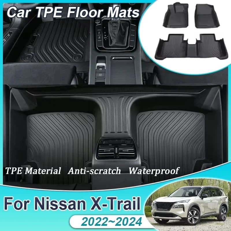 Tappetini auto Per Nissan X-Trail X Trail Rogue T33 2022 ~ 2024 2023 Materiale TPE Anti-sporco Rilievo Del Piede Copertura Tappeto Pad Ricambi Auto